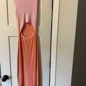 Peach Sleeveless Cutout Dress